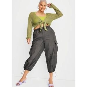 NEW Future Collective with Alani Noelle Utility Nylon Charcoal Joggers Size L